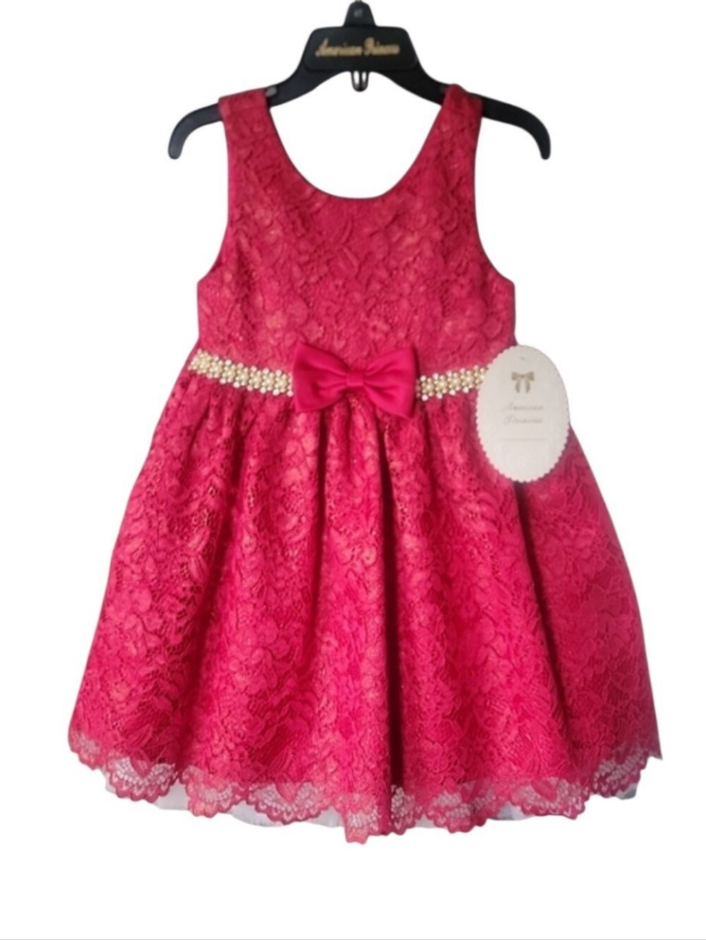 American Princess Bright Pink Lace Dress